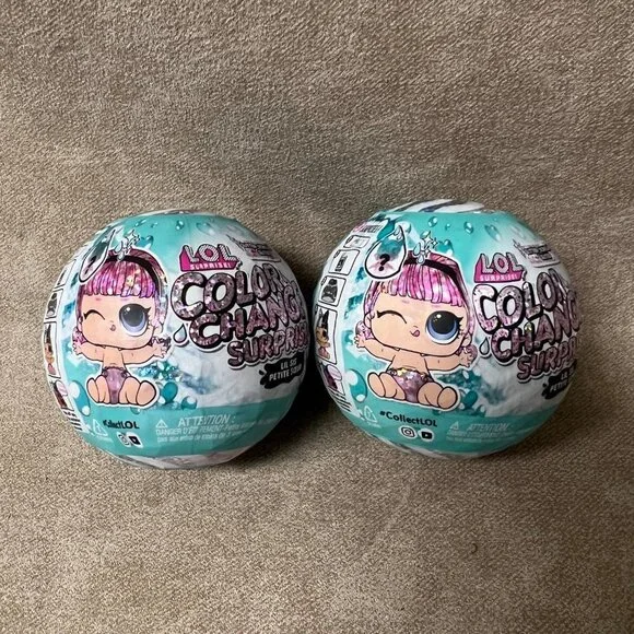 Lot (2) L.O.L. Glitter Color Changing Lil Sis Doll