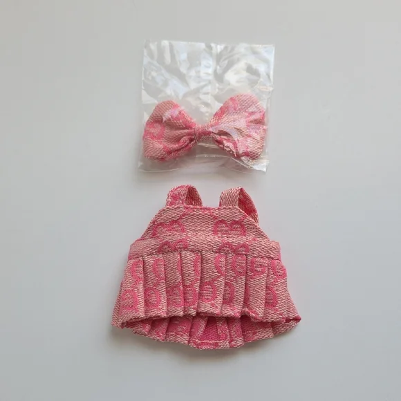 Pink Labubu Dress and Bow Set