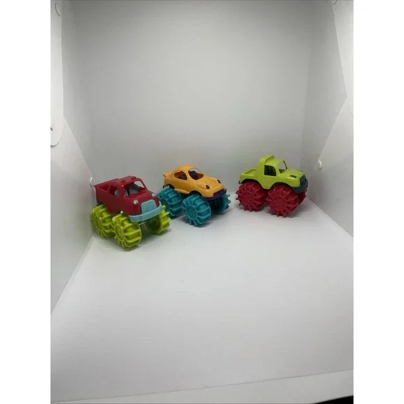 Mini Monster Wheelies 3 Small Trucks Indoor & Outdoor,Toddler and Preschool Toys