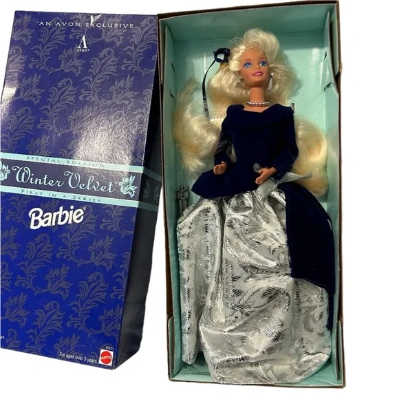1995 Avon Winter Velvet Barbie Doll Collectible Holiday Vintage