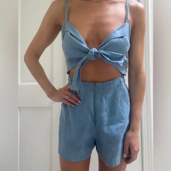 Reformation Cut Out Linen Romper