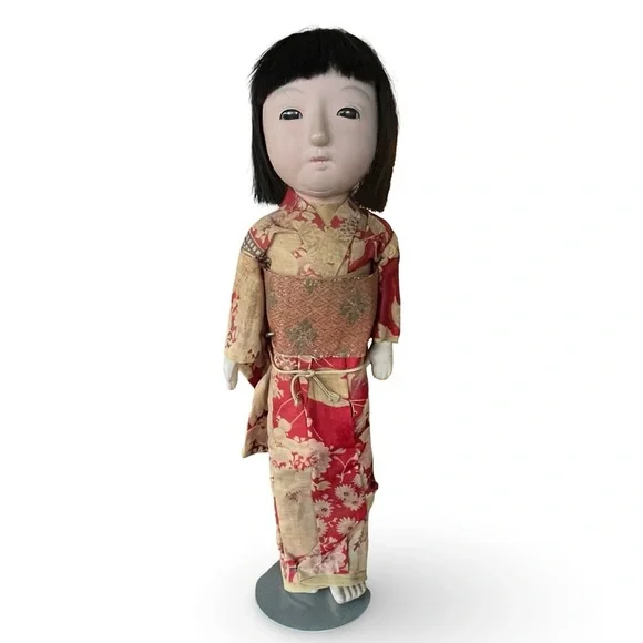 Vintage 1960s Large Ichimatsu Doll and Stand