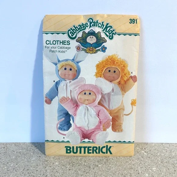 Butterick‎ Cabbage Patch Kids Doll Sewing Pattern 391 Animal Costumes Bunny Lion