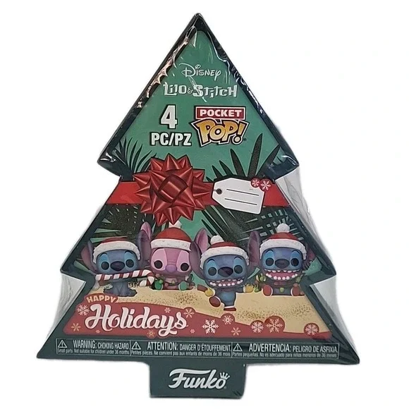 NEW Funko Pocket Pop Happy Holidays Lilo‎ & Stitch 4-Pack Disney Stitch + Angel