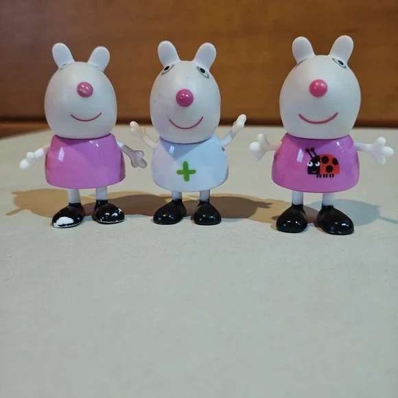 Peppa Pig Lot‎ Of 3 Suzy Sheep Nurse Pink Figurine Rare Nick Jr. Cartoon TV 2003