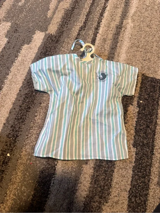 American Girl Kids Striped Short-Sleeve Top‎ in Green & White