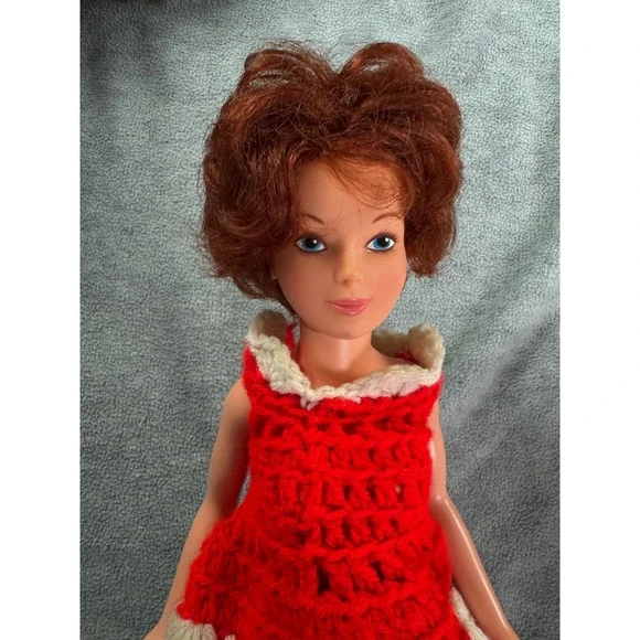 Vintage Ideal Magic Hair Crissy Doll with Original‎ Box One Hair Piece Red Dress