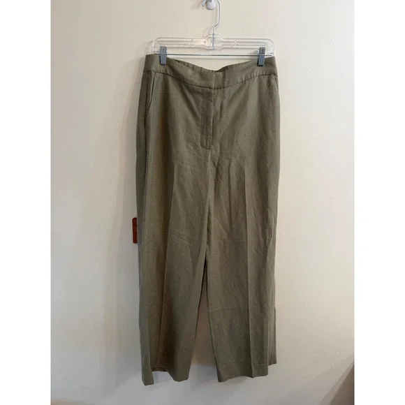 Aritzia The Limitless Pant 10 Linen Blend Khaki Wide Leg Business Casual Work