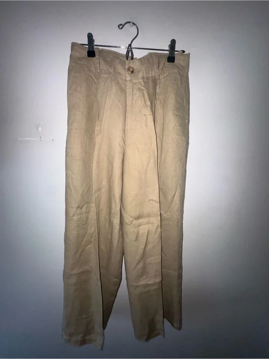 Beige Wide-Leg Pants