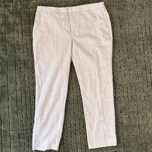 Zara beige linen look cropped trousers