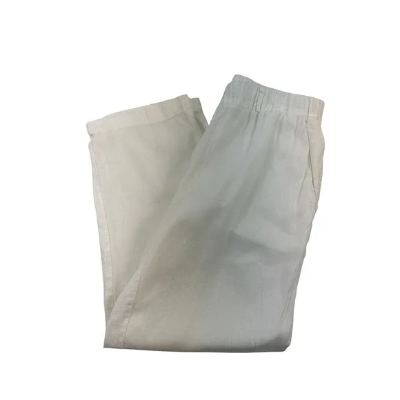 Quince White European Flax Linen Pant Pull On Relaxed Comfort Pockets Small