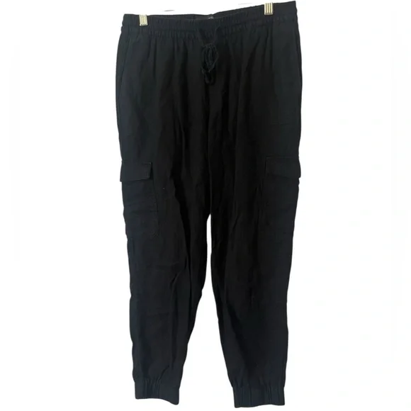 Banana Republic Black Linen Blend Cargo‎ Lightweight Joggers Size Small