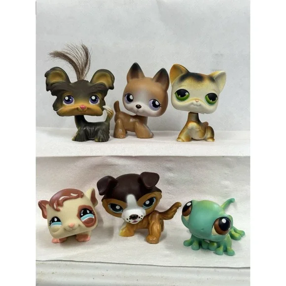 Littlest Pet Shop Lot Of 6 - 4 Rare German Shepherd Shitzu Yorkie Calico Collie‎