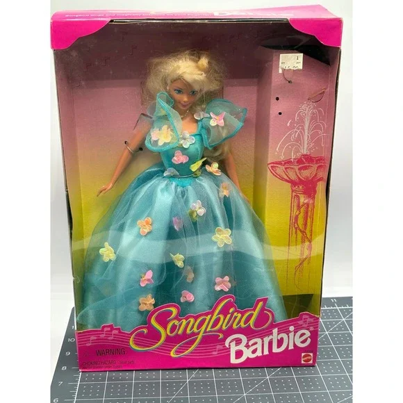 Vintage 1995 Songbird Barbie Doll Mattel Teal Blue Gown NIB