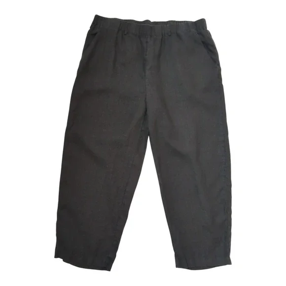Quince Linen Pants Womens XL Black European Flax Quiet Luxury Straight Leg