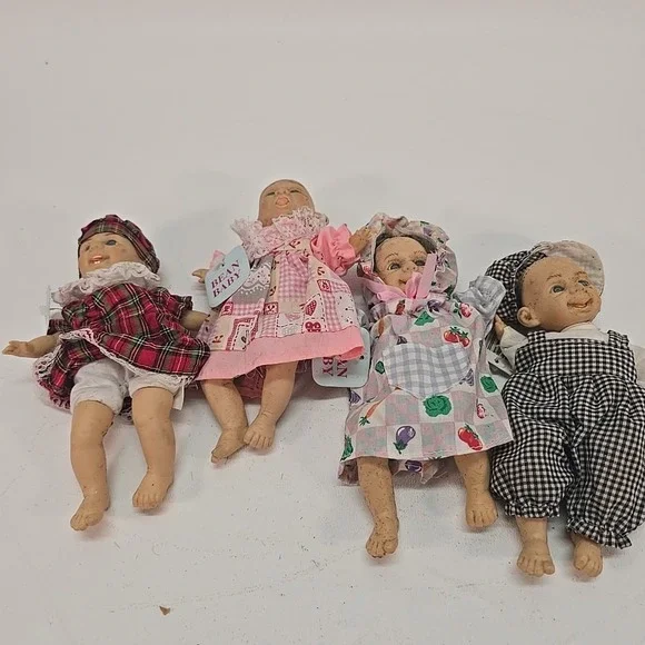 Gi-go Expressions Baby Doll Palm Pals‎ Bean Bag Vintage 90s Face Set Of 4