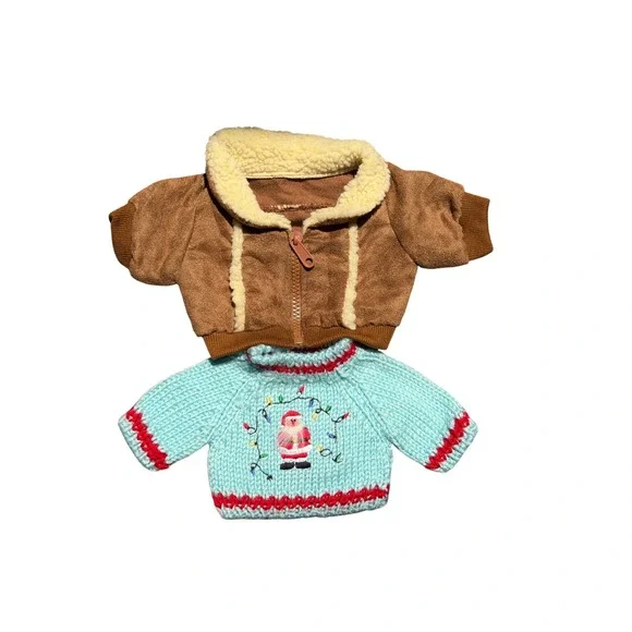 Teddy Bear Winter‎ Clothes Bundle Santa Sweater Sherpa Jacket Pink Snowsuit 3pc