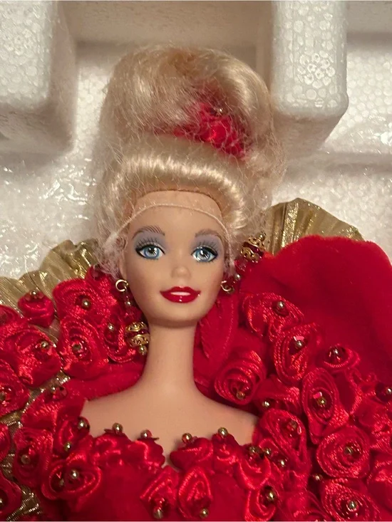 Mattel Gold Anniversary Barbie Box with Red Rose porcelain doll