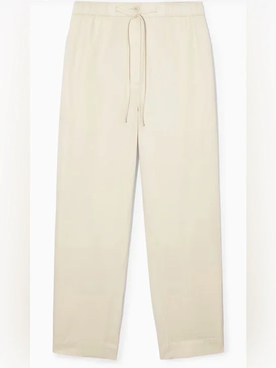 COS ☀️ Women’s BARREL-LEG DRAWSTRING TROUSERS Size 4 Off-white