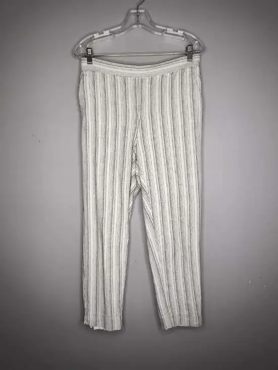 Banana Republic White Pull On Striped Linen Blend Straight Pants Size 6 Hayden