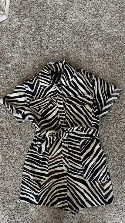 Banana Republic Zebra Print Linen Safari Romper Sz XXS