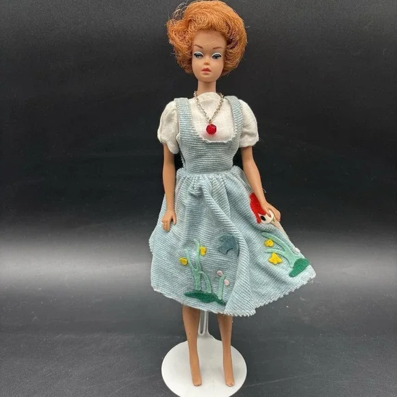 Vintage Titian Bubble Cut Barbie With Midge Barbie Doll Body With Dress & Stand