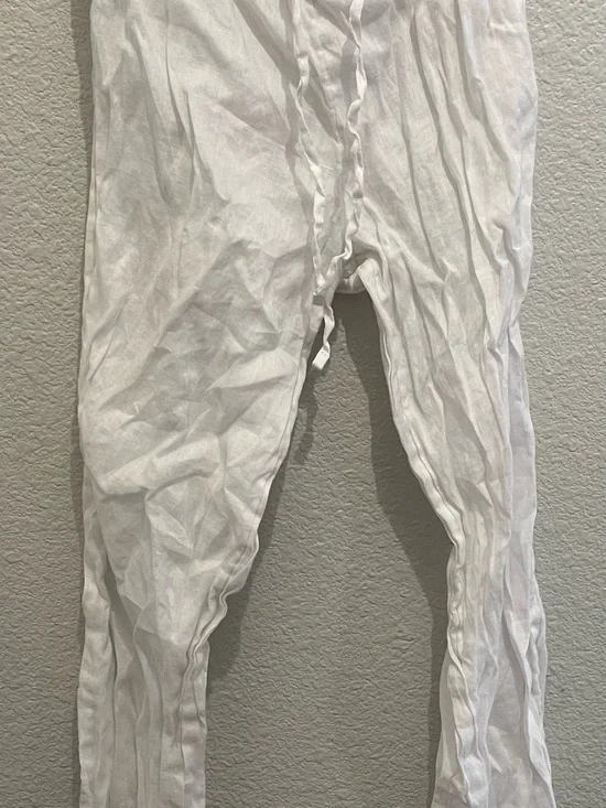 H&M White Linen Pants with Care-Tag Detail