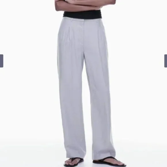 NWOT Aritzia Wilfred London Grey Linen Blend Wider the Effortless Pant in Size 6