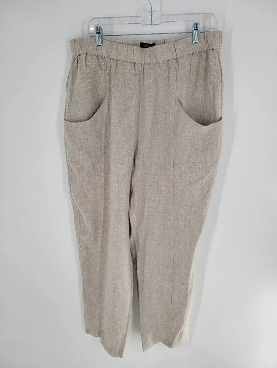 Quince Light Beige Relaxed-Fit Linen-Blend Chinos Size XL