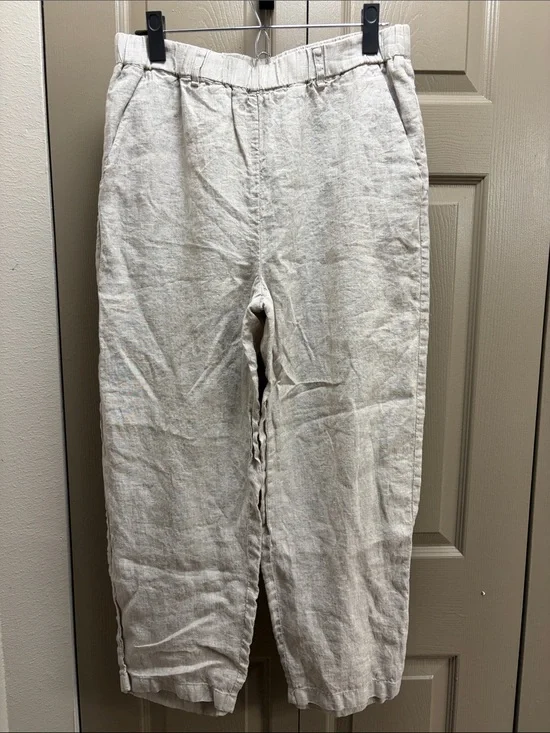 Quince Relaxed Linen Blend Pants in Light Beige