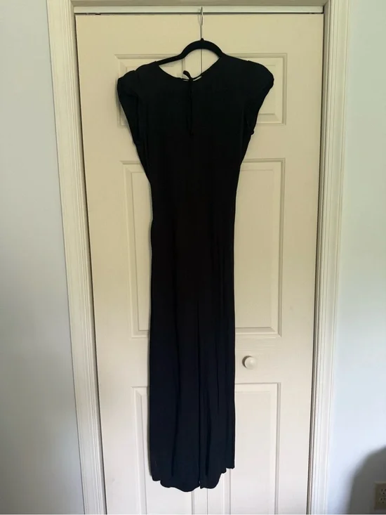 Reformation Black Maxi Jumpsuit with Cap Sleeves and Open Back