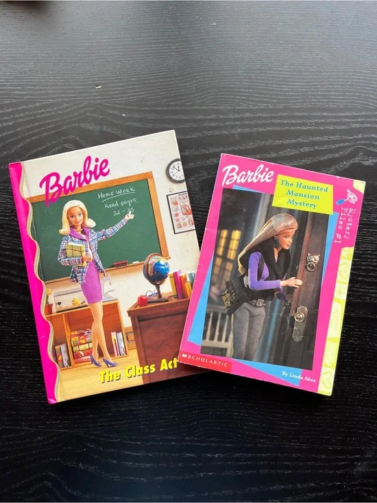 Vintage Barbie Book Lot: The Class Act Hardcover & Haunted Mansion Mystery Paper