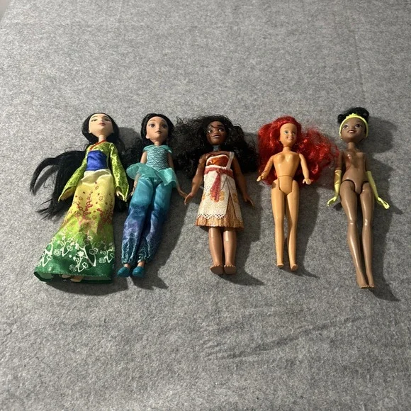 Disney Princess Doll Lot 5 Ariel Moana Tiana Mulan‎ Jasmine