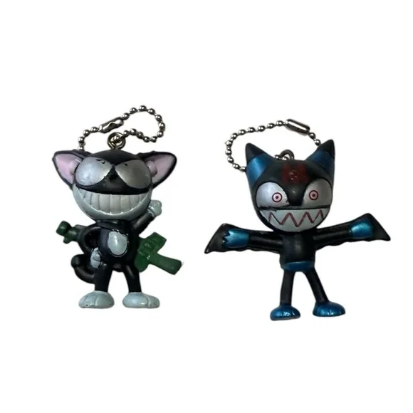 Cyborg Kuro-chan PVC Keychain Figure Lot #4 #6 Japan Anime Gashapon Rare VTG
