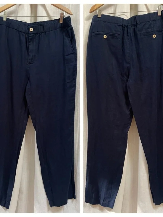 Women’s Quince linen navy trouser blue size large