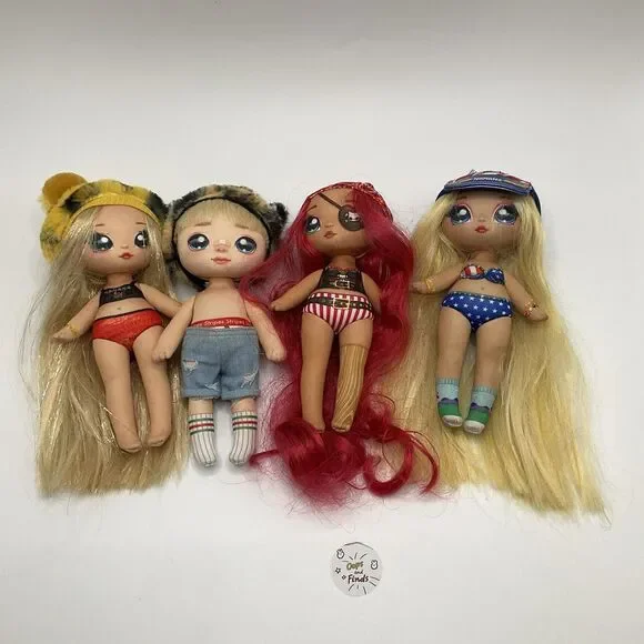 Lot of 4 Na Na Na Surprise Fashion Dolls Plush Hats Mixed Dolls TLC Repair MGA
