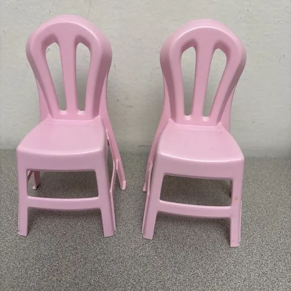 Barbie Doll Clone Furniture, Lot Of 3 Pink Plastic 6” Dining Room Chairs, EUC
