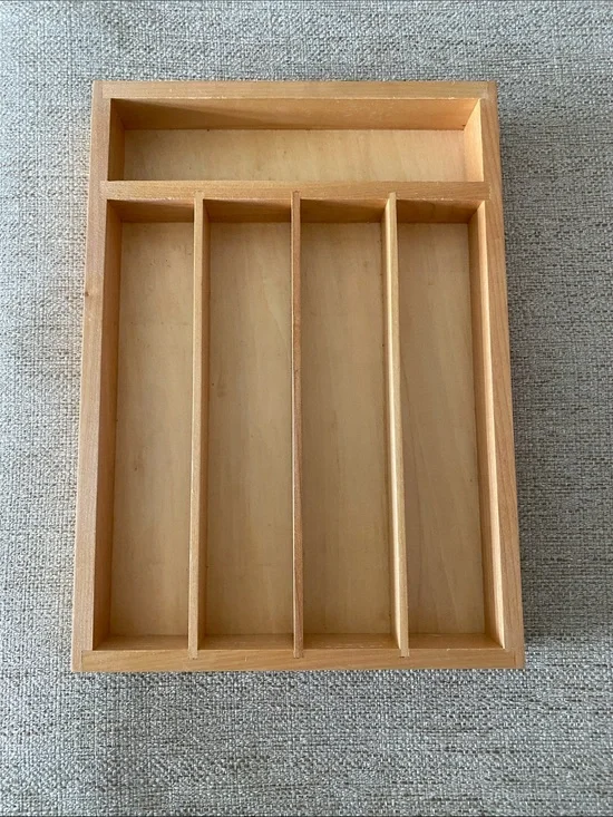 Wooden Cutlery Drawer Organizer - Natural Wood