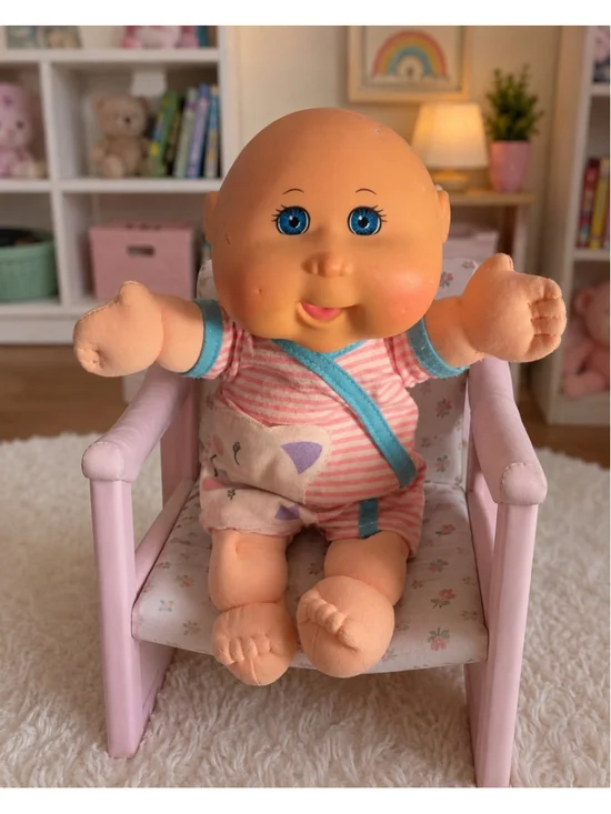 Cabbage Patch Kids 2018 Baby Doll Blue Eyes Bald Soft Body Outfit CPK
