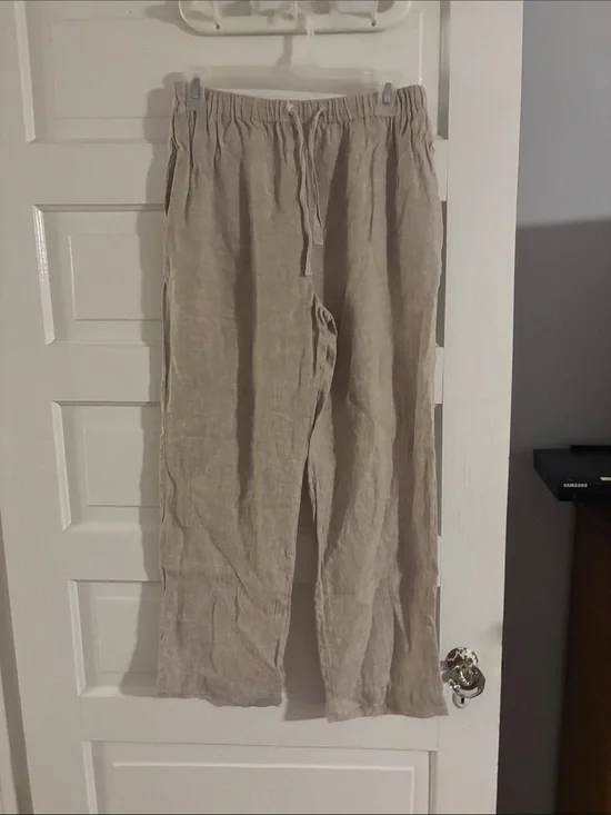 Quince Beige Linen Drawstring Pants
