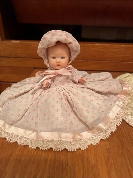 Pair of Vintage Baby Dolls with blinking eyes - Pink and Pale Yellow dresses