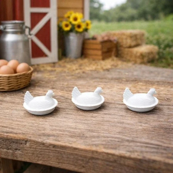3D Printed Hen on Nest Dollhouse Miniature Set of 3 1:12 Scale Farmhouse Kitchen