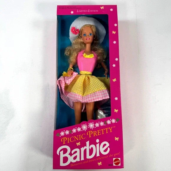 Mattel Picnic Pretty Barbie Doll 1992 Limited Edition Pink Gingham 3808 NIB
