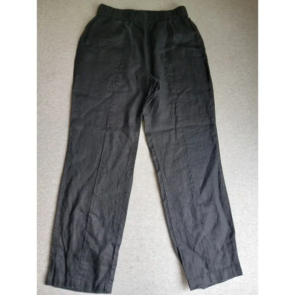 Quince Pants XS 100 Linen Crop Minimalist  Comfort Pull On Boho Stretch