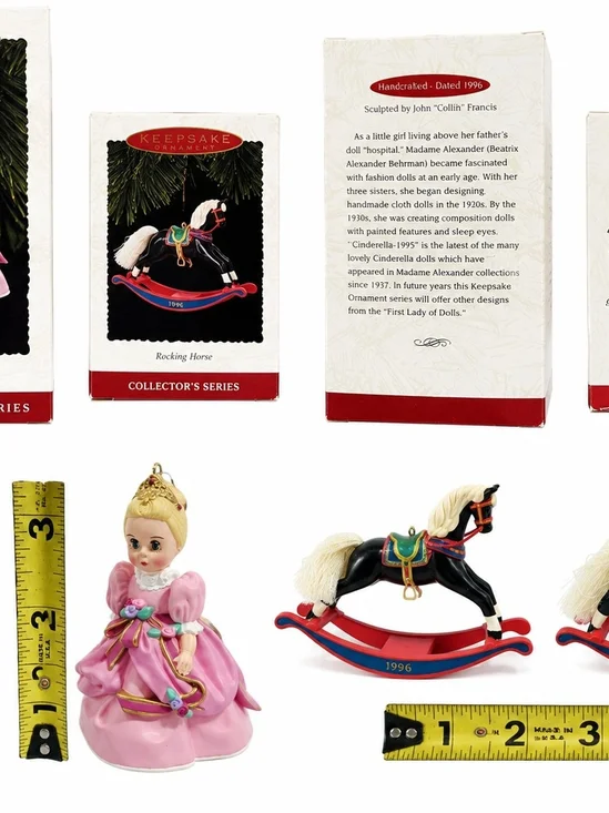 Keepsake Pink Princess Doll & Black Rocking Horse Ornament Set