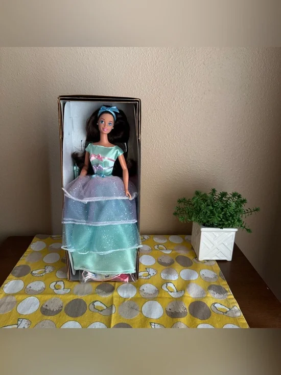 NIB Avon Spring Tea Party  Barbie brunette doll 3rd in series