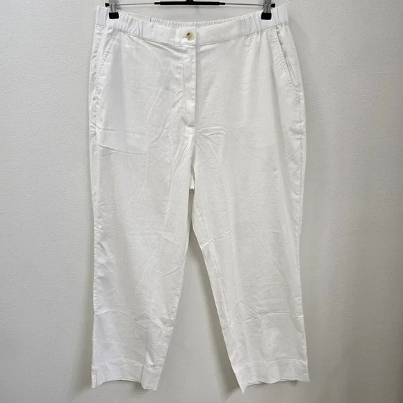 Banana Republic White Linen Blend Tapered High-Rise Ankle Pants XL  Resortwear