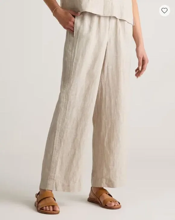 QUINCE 100% European Linen Wide Leg Pants Flax Sz L NWT {3T30}