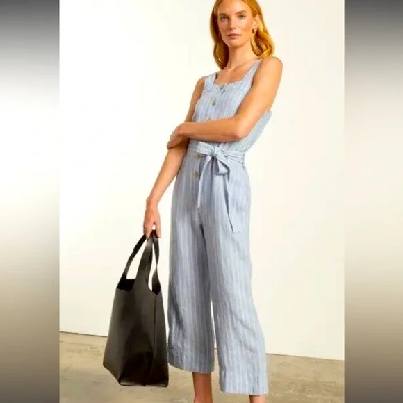 Everlane Jumpsuit Women’s Size 2 The Picnic Linen Summer Coastal 100% linen