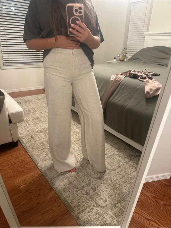 Wide leg 100% linen pants